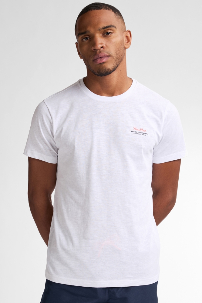 T SHIRT MET PRINT OP DE RUG M 1050 TSR647 0000 BRIGHT WHITE